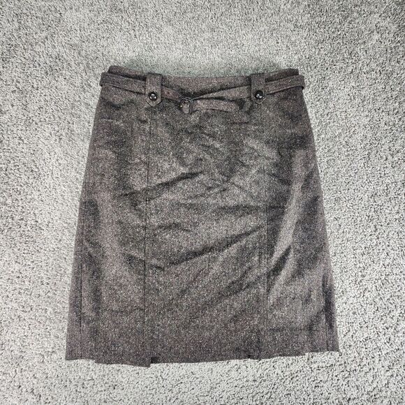 Ann Taylor Dresses & Skirts - Ann Taylor‎ Skirt Womens 8 Black Silk Wool Blend Belted Career Preppy Above Knee